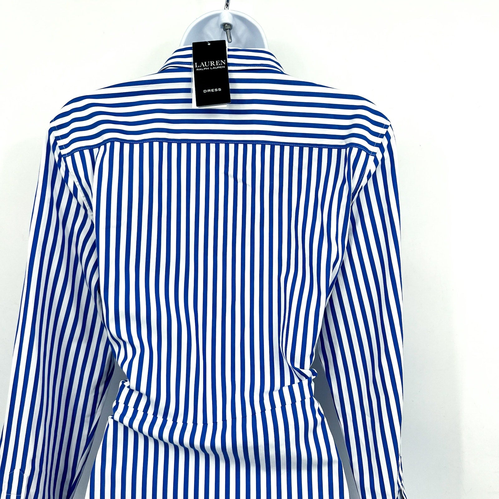 LAUREN RALPH LAUREN Kahwell Shirt Dress Size 10 Blue White Stripe Tie Waist NWT