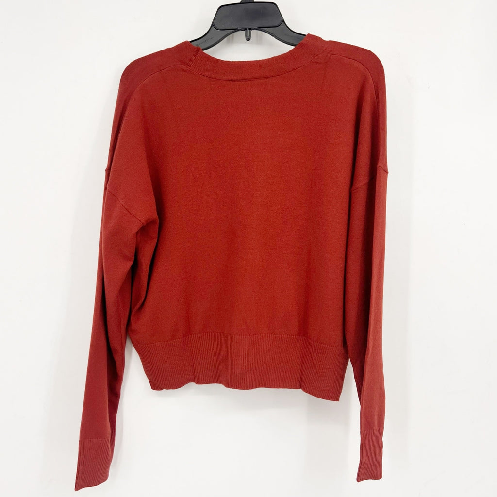 FORTUNE + IVY Womens V-neck Cardigan Small Orage-Red Sweater STITCHFIX NWT