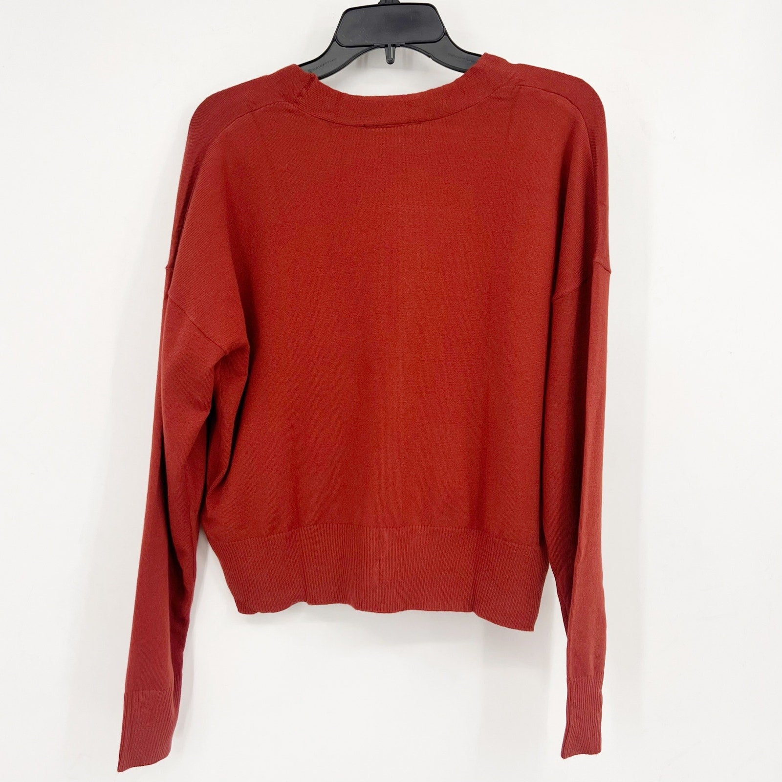 FORTUNE + IVY Womens V-neck Cardigan Small Orage-Red Sweater STITCHFIX NWT