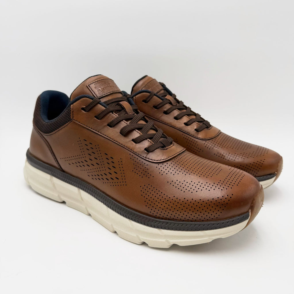 Johnston & Murphy Mens Hastings U-Throat Casual Sneakers Size 10 Tan Leather NIB