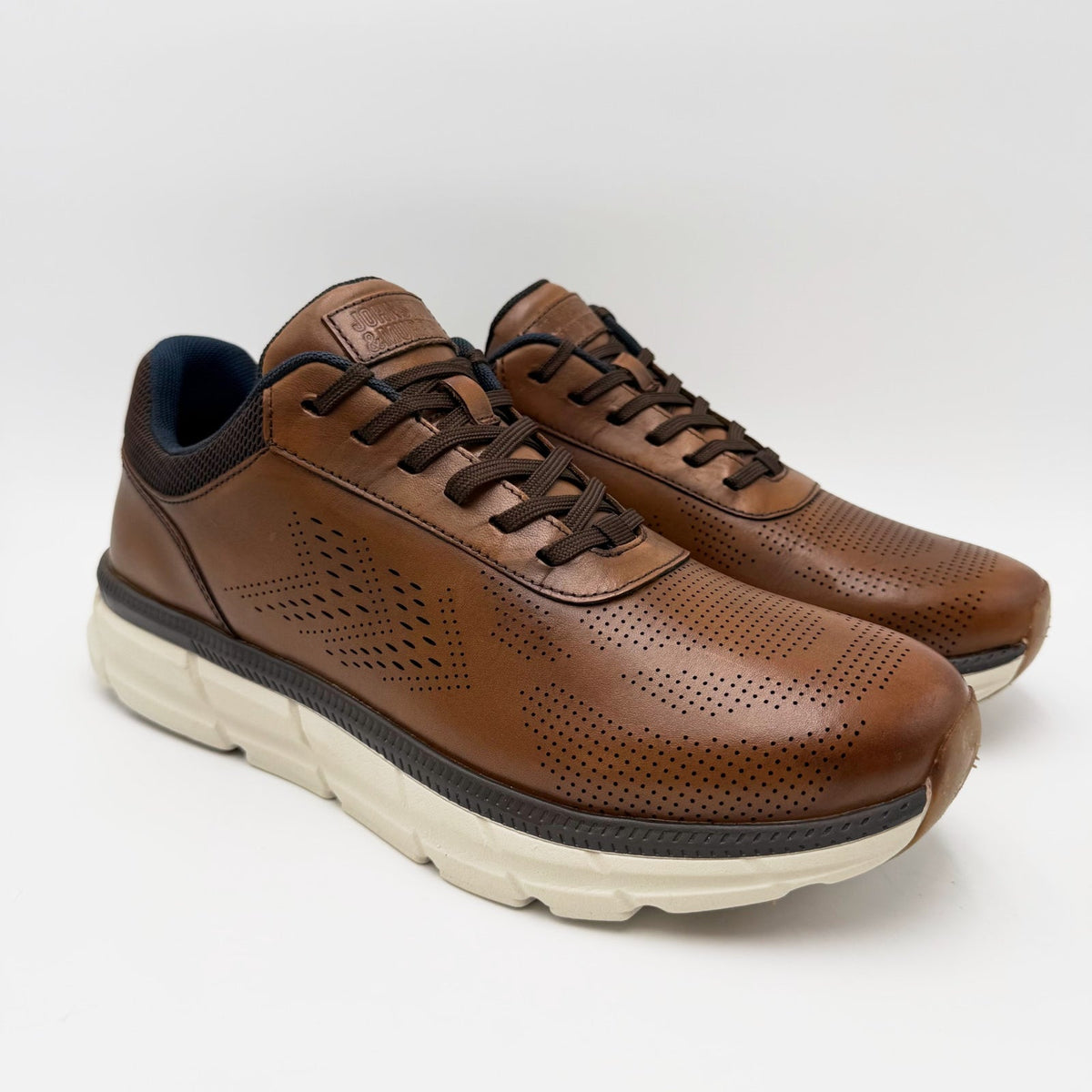 Johnston & Murphy Mens Hastings U-Throat Casual Sneakers Size 10 Tan Leather NIB