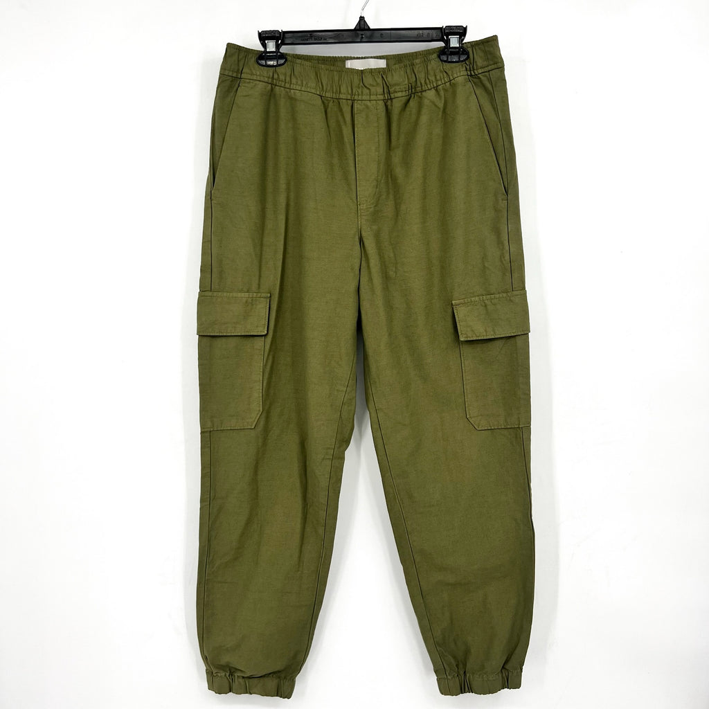 EVERLANE Mens Relaxed Cargo Joggers Medium Olive Green Organic Cotton Linen NWOT