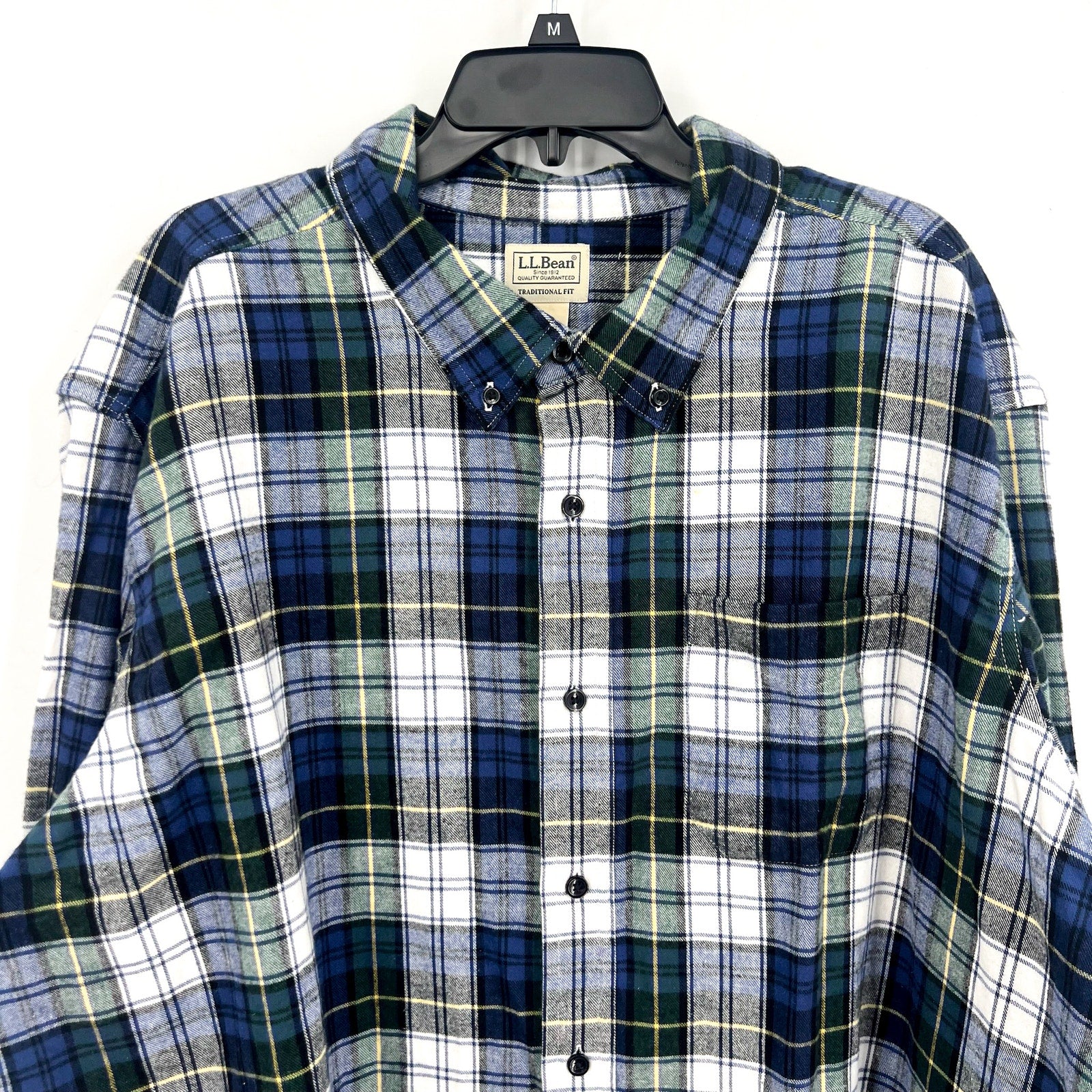 L.L. BEAN Mens Scotch Plaid Flannel Shirt 3XL Blue Vintage Tartan NWT