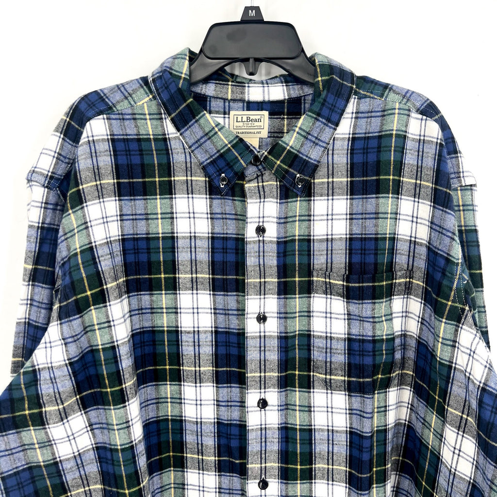 L.L. BEAN Mens Scotch Plaid Flannel Shirt 3XL Blue Vintage Tartan NWT