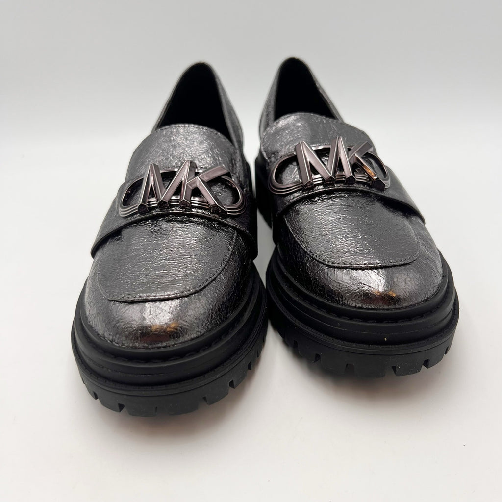 Micheal Kors Womens Parker Lug Loafers Size 6 M Metallic Grey NWOB