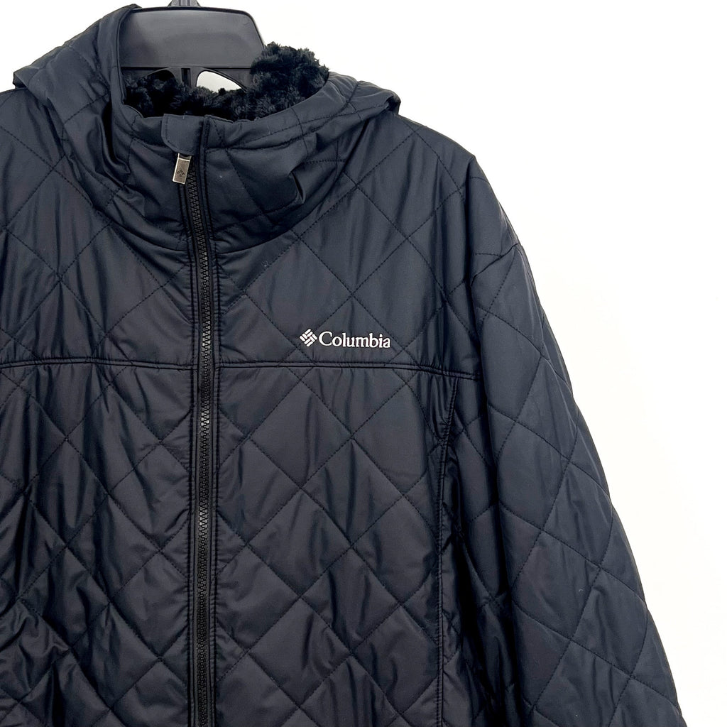 COLUMBIA Women's Copper Crest II Hooded Jacket 2X Black Omni Shield NWT