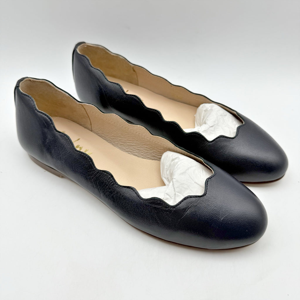 French Sole FS/NY Womens Jigsaw Flats Size 5 EU 35.5 Navy Blue Nappa Leather NIB
