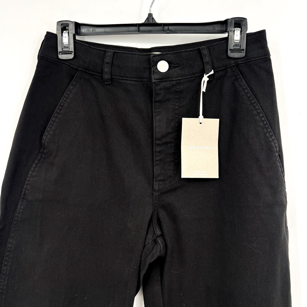 EVERLANE Women's The Utility Barrel Pants Size 10 TALL Black Cotton Twill NWT