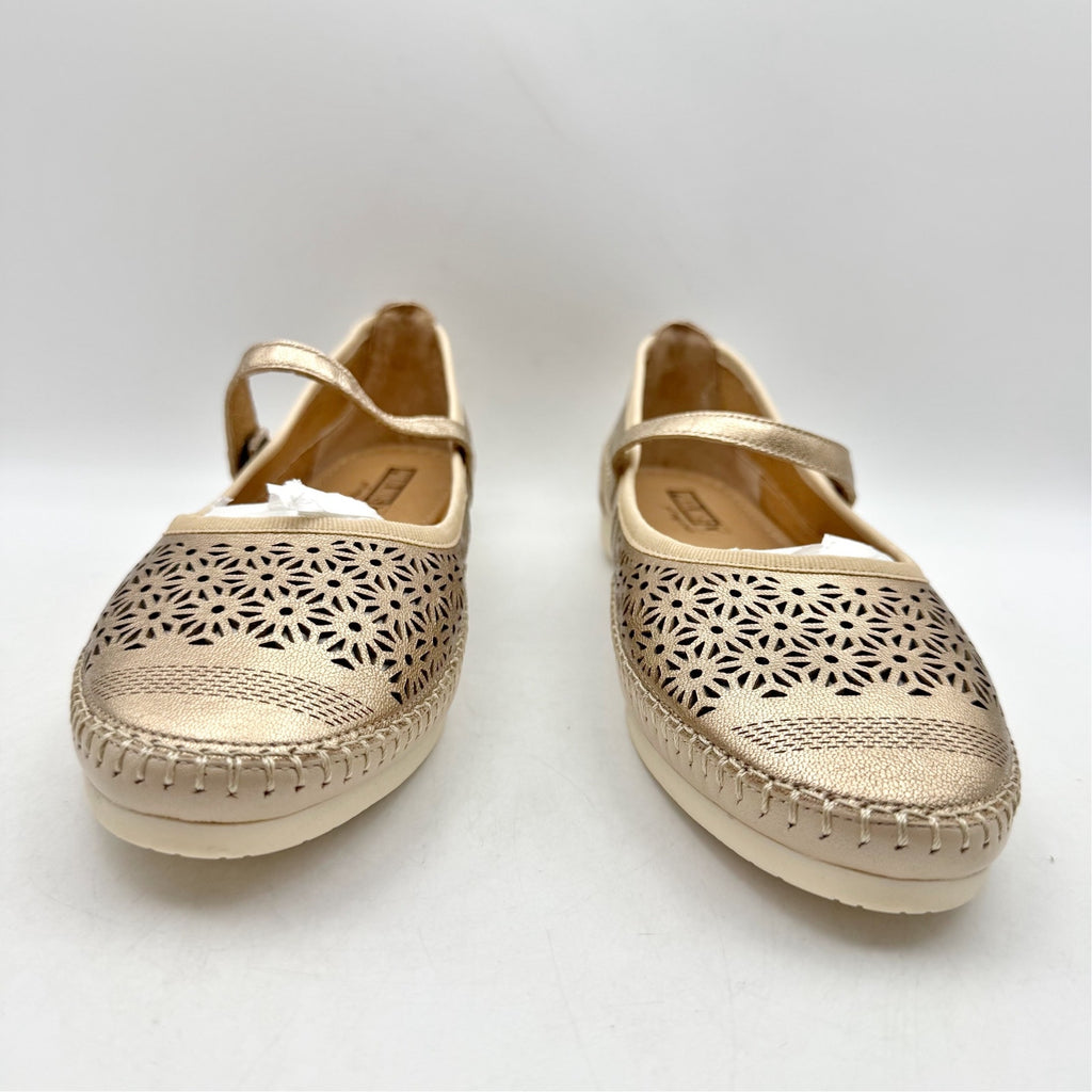 Pikolinos Womens Aguilas Ballet Flats EU 40 US 10 Champagne Gold Leather NWOB