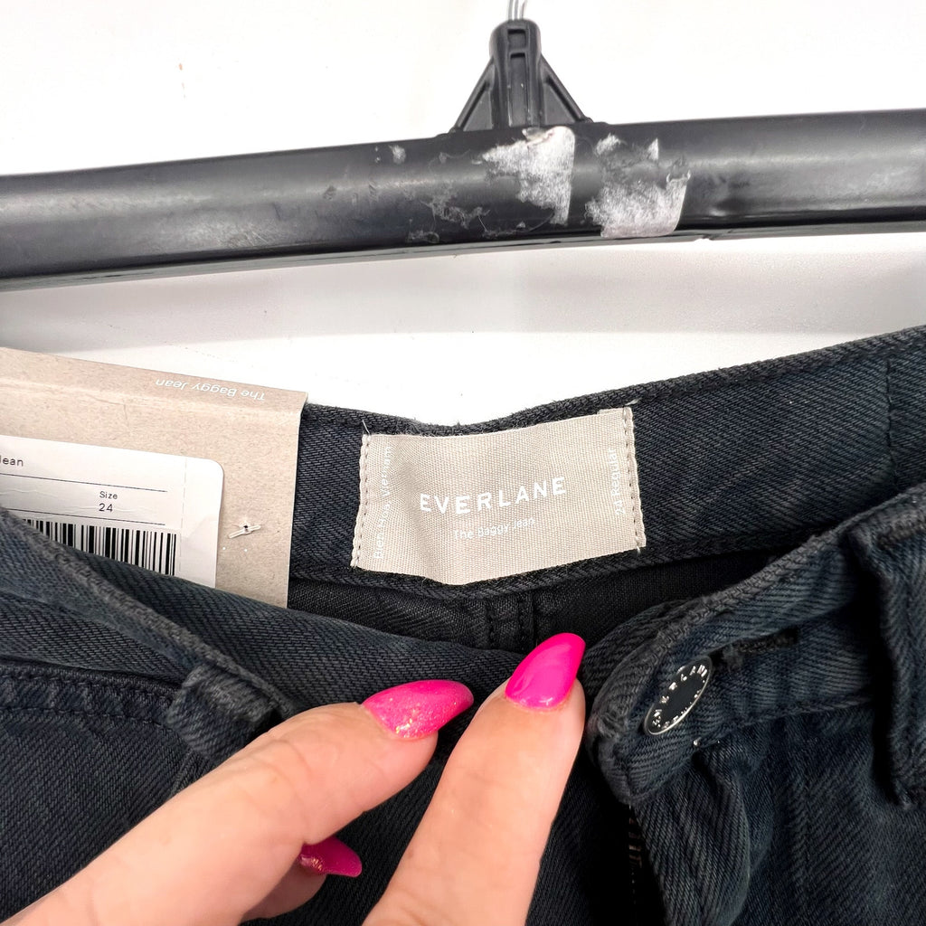 EVERLANE Women's The OG Baggy Jeans 24x30 US 00 Black Ink Wash Relaxed Fit NWT