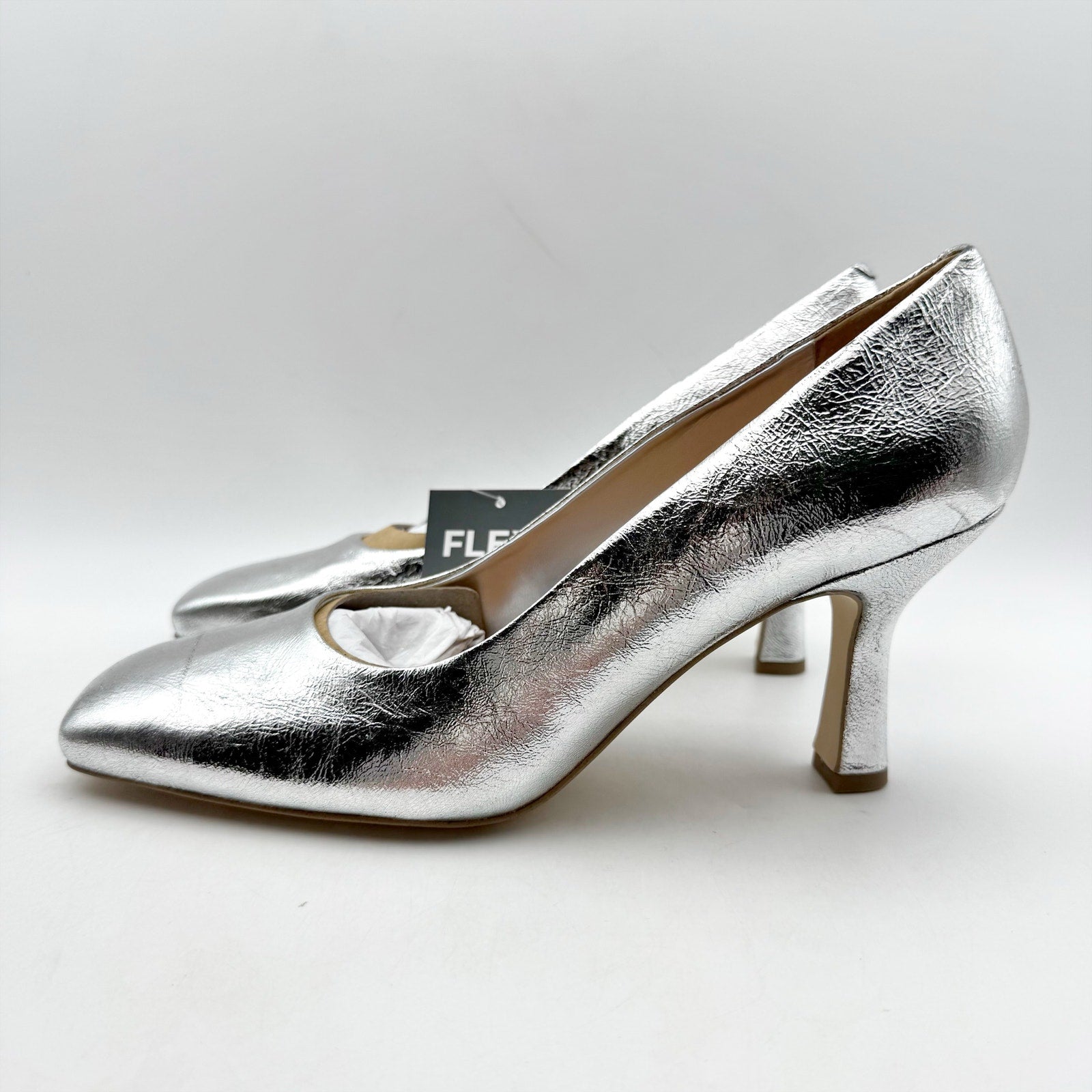 Franco Sarto Womens Flexa Aela Pumps US 8.5 M EU 39 Silver Leather NIB