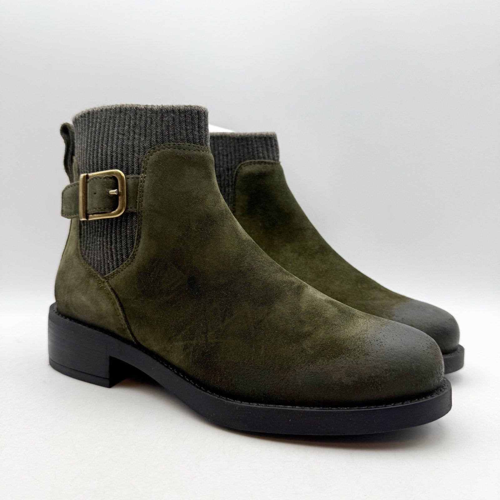 Cammina Womens Salerno Ankle Boots Size 7.5 Olive Green Suede NWOB