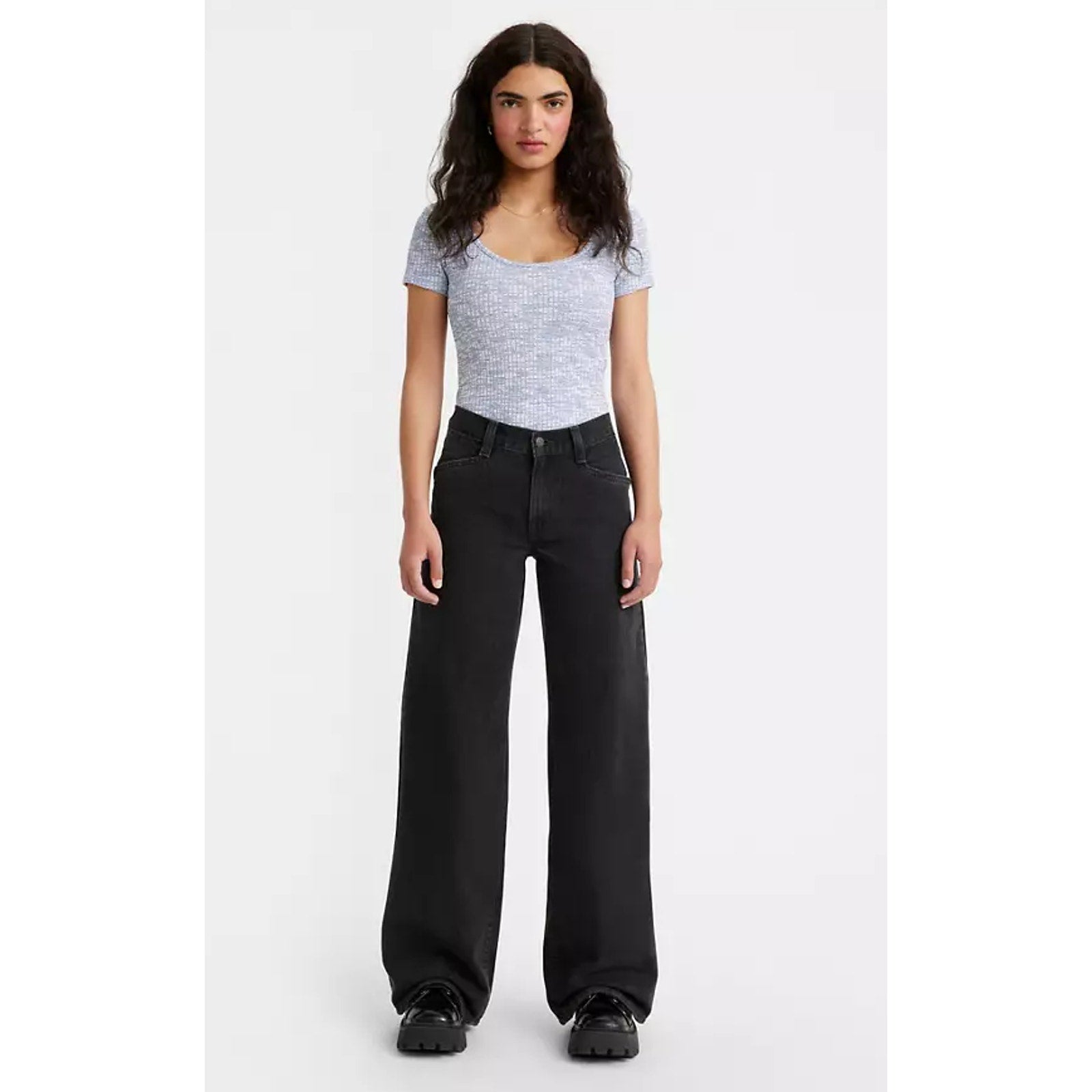LEVI'S Womens '94 Baggy Wide Leg Jeans 28x31 US 6 Over Exposure Black NWT