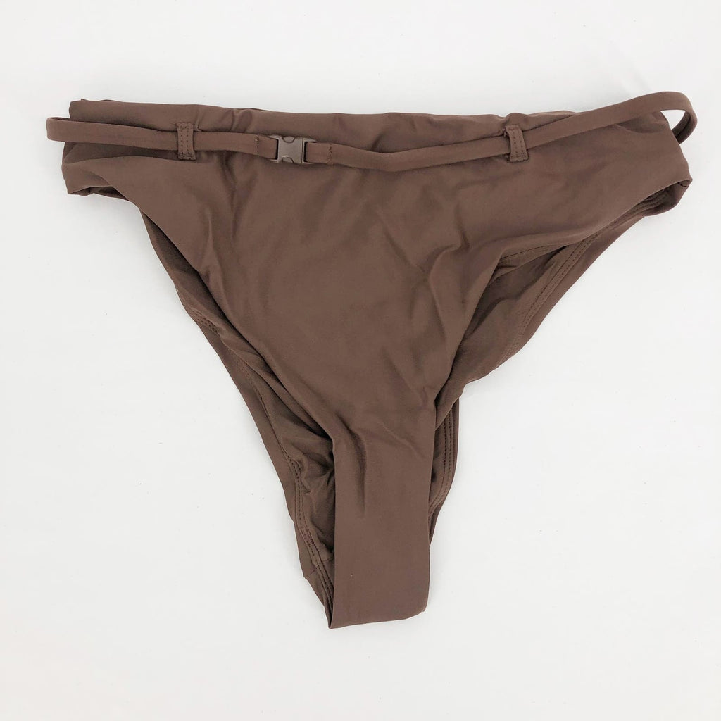 ANDIE SWIM Riviera High Waisted Bikini Bottom Medium Espresso Brown Belted NWT