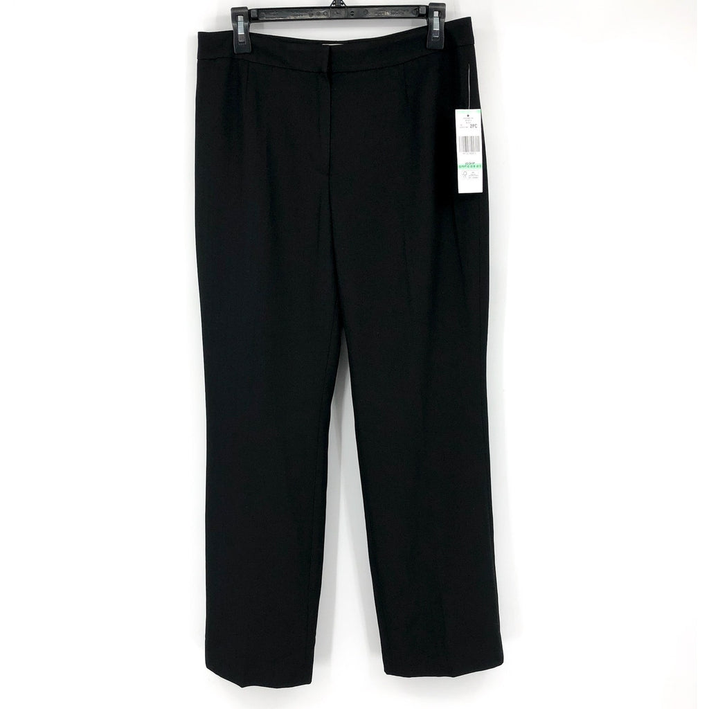 LE SUIT Women's Kate Straight Leg Dress Pants Size 6 Petite Black Flat Front NWT