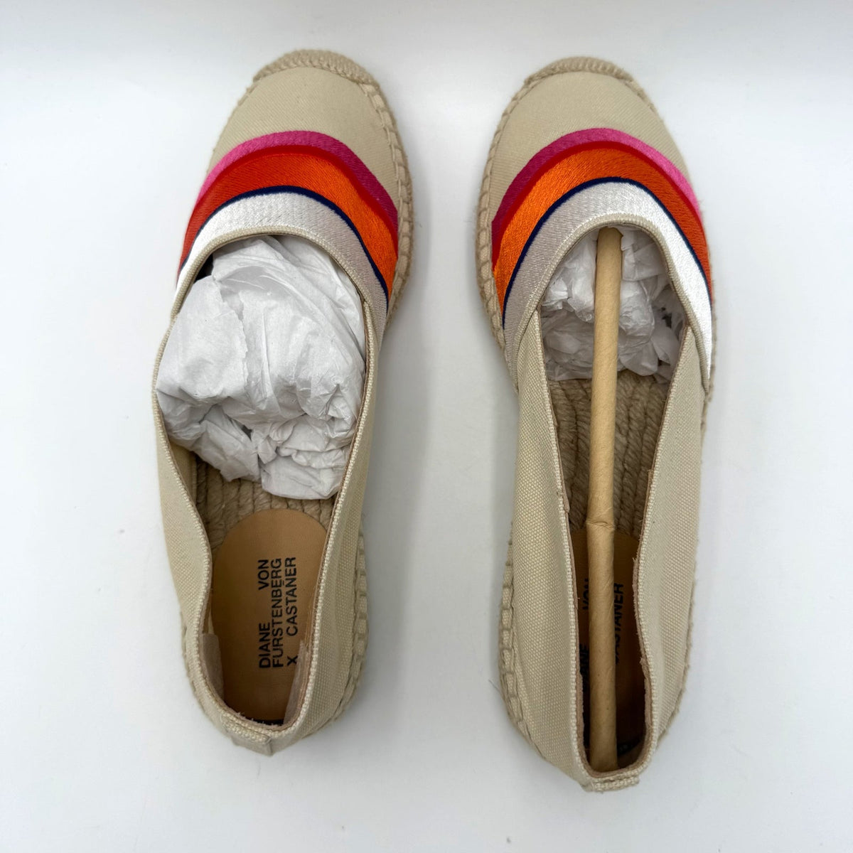 Castaner DVF Womens Klea Espadrille Flats Size 7 EU 37 Cream Pink Ribbon NWOB
