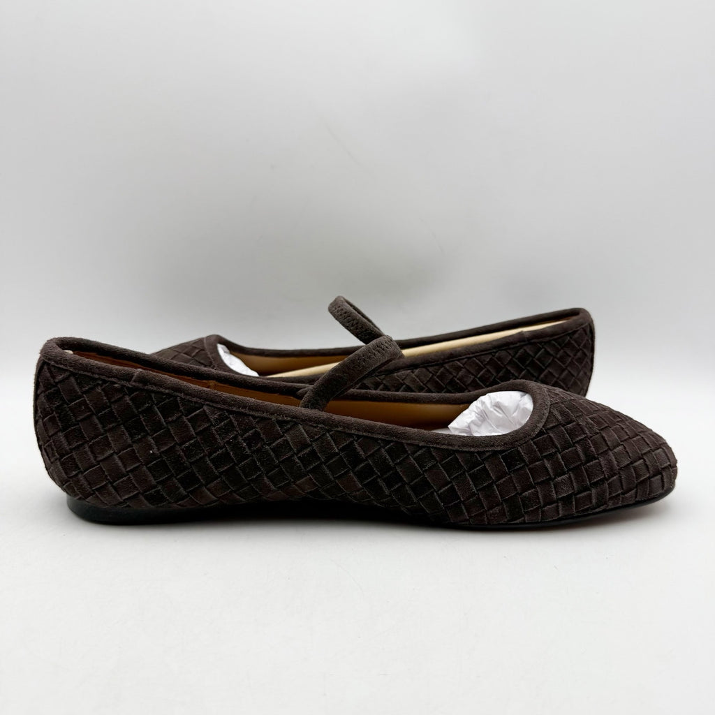 Madewell Womens Greta Elastic Mary Jane Flats US 10.5 M Brown Suede NIB