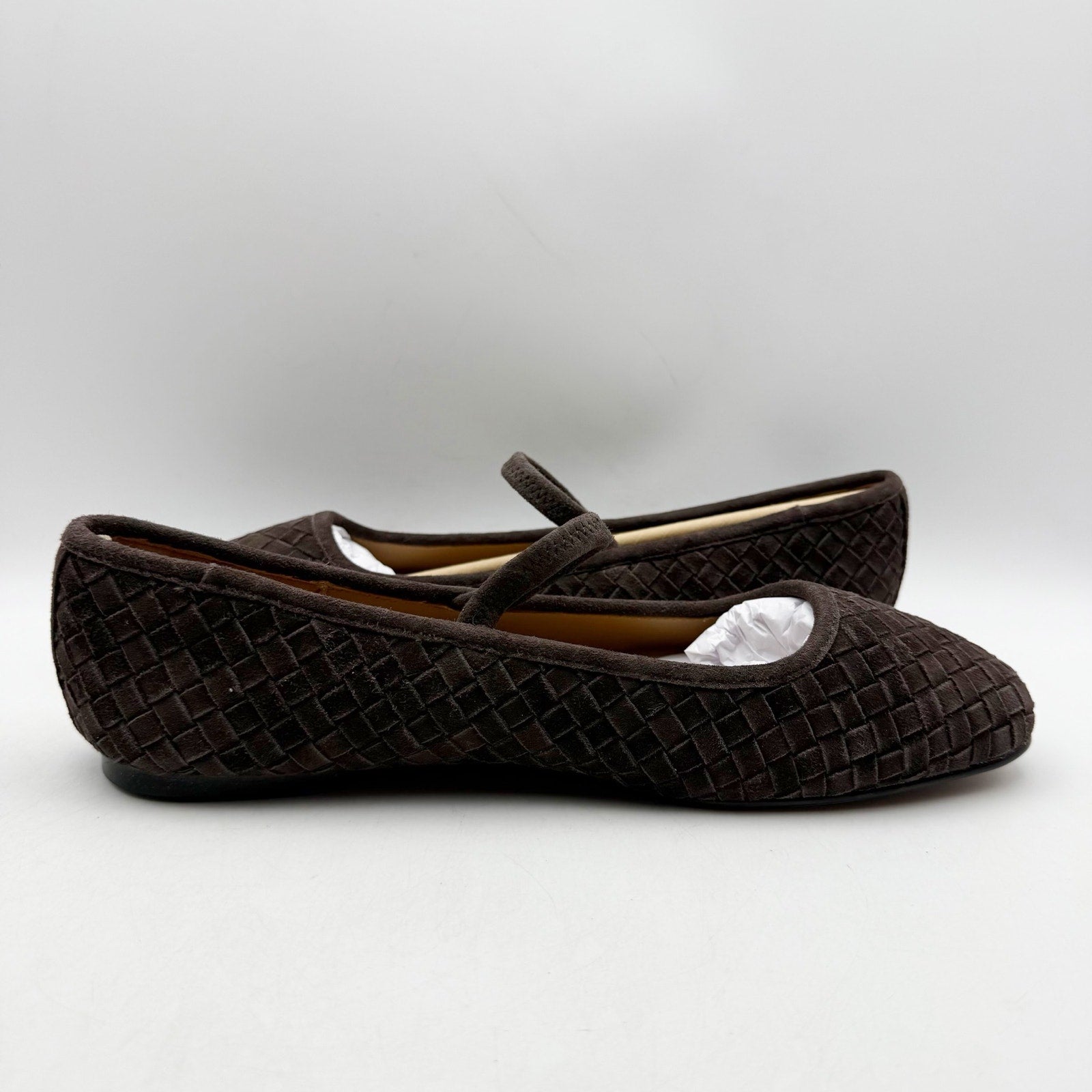 Madewell Womens Greta Elastic Mary Jane Flats US 10.5 M Brown Suede NIB