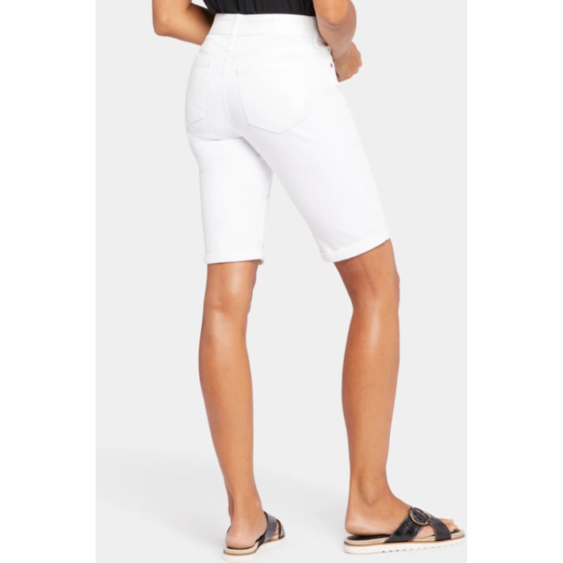 NYDJ Womens's Briella Denim Shorts Size 00 Petite Optic White Cuffs Bermuda NWT