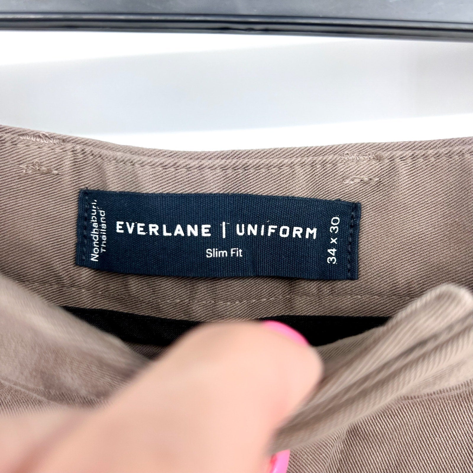 EVERLANE Men's Uniform Performance Chino 34x30 Tan Abalone Slim Fit Pants NWT