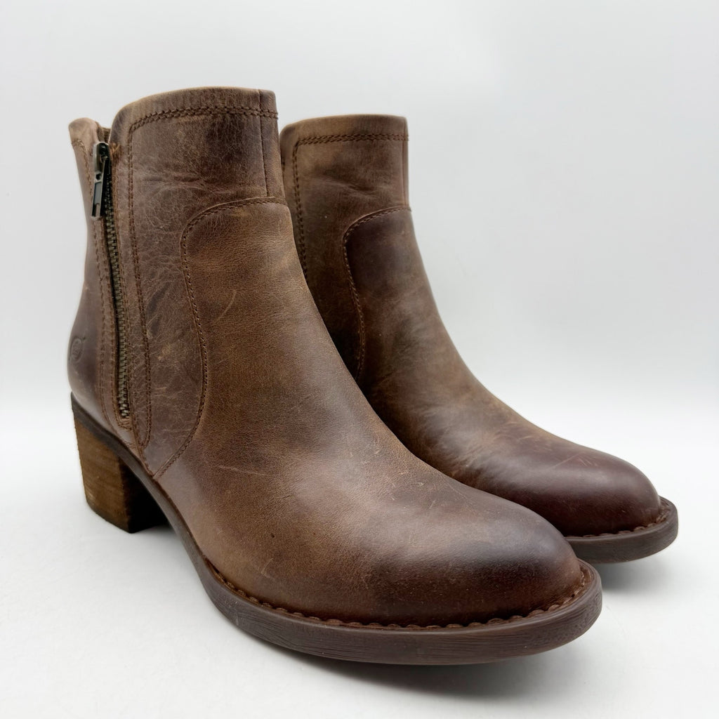 BORN Womens Rigby Ankle Boots Size 6.5 M Brown Leather NIB