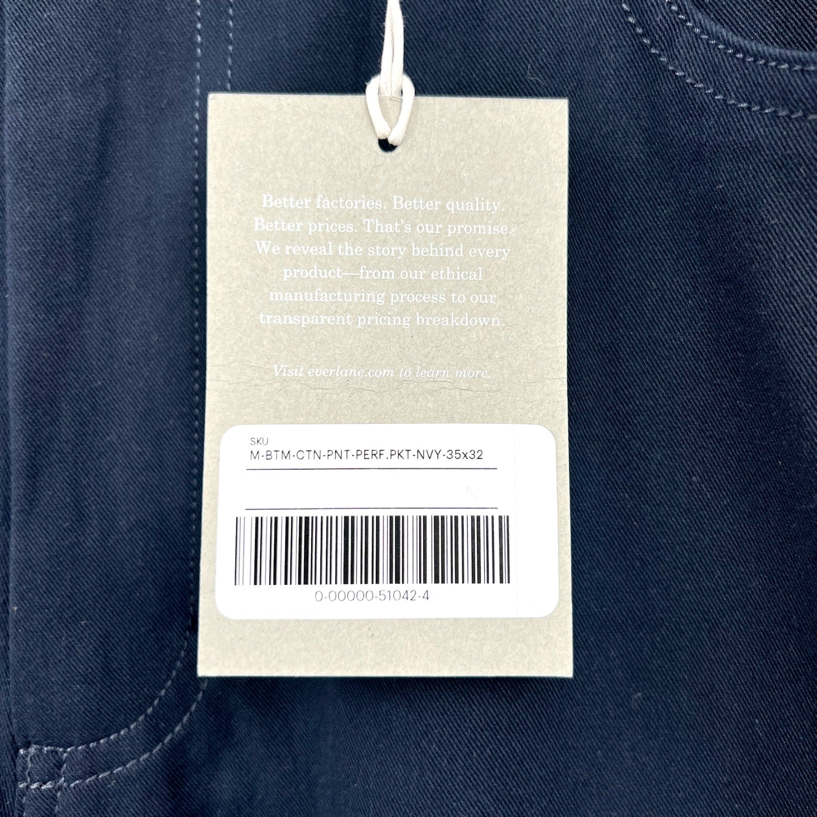 EVERLANE Men's The Performance 5-Pocket Pants 35x32 Navy Blue Stretch Chinos NWT