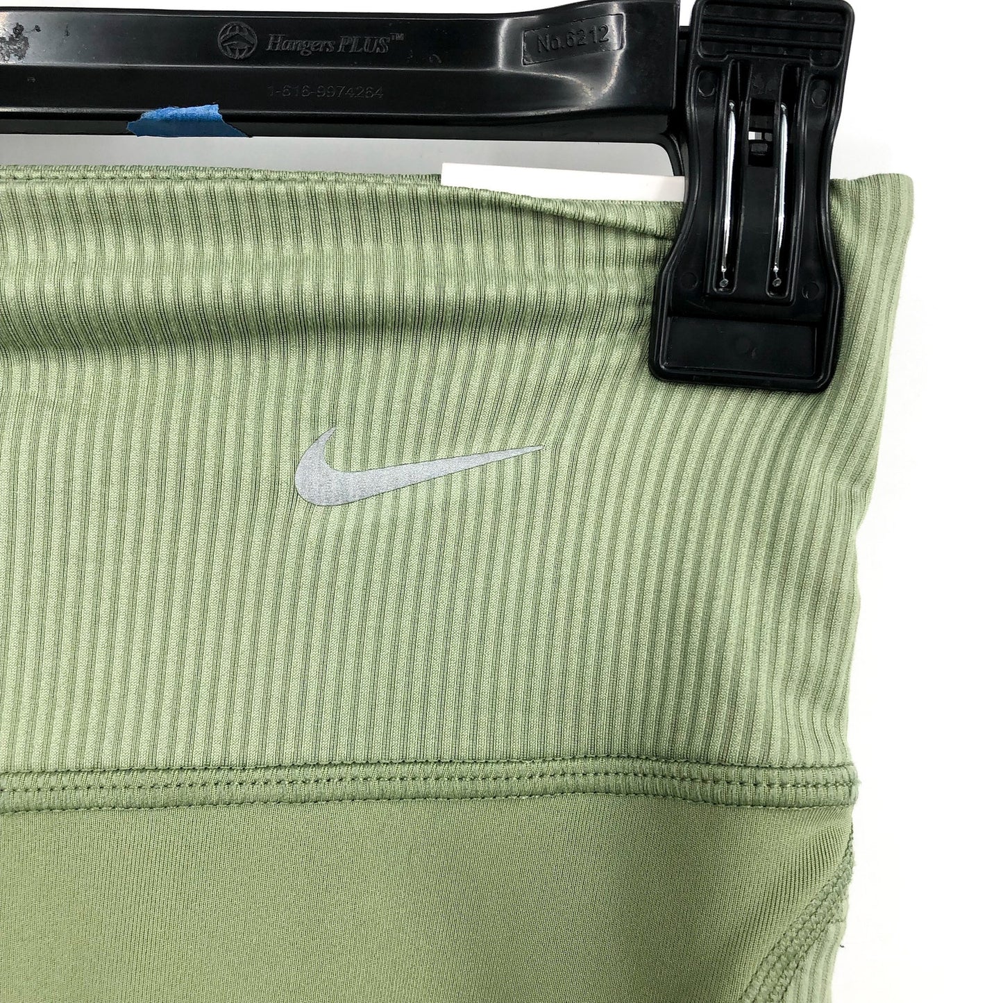 NIKE Womens Tight Athletic Running Shorts XS Olive Green Mid-Rise Ribbed NWT