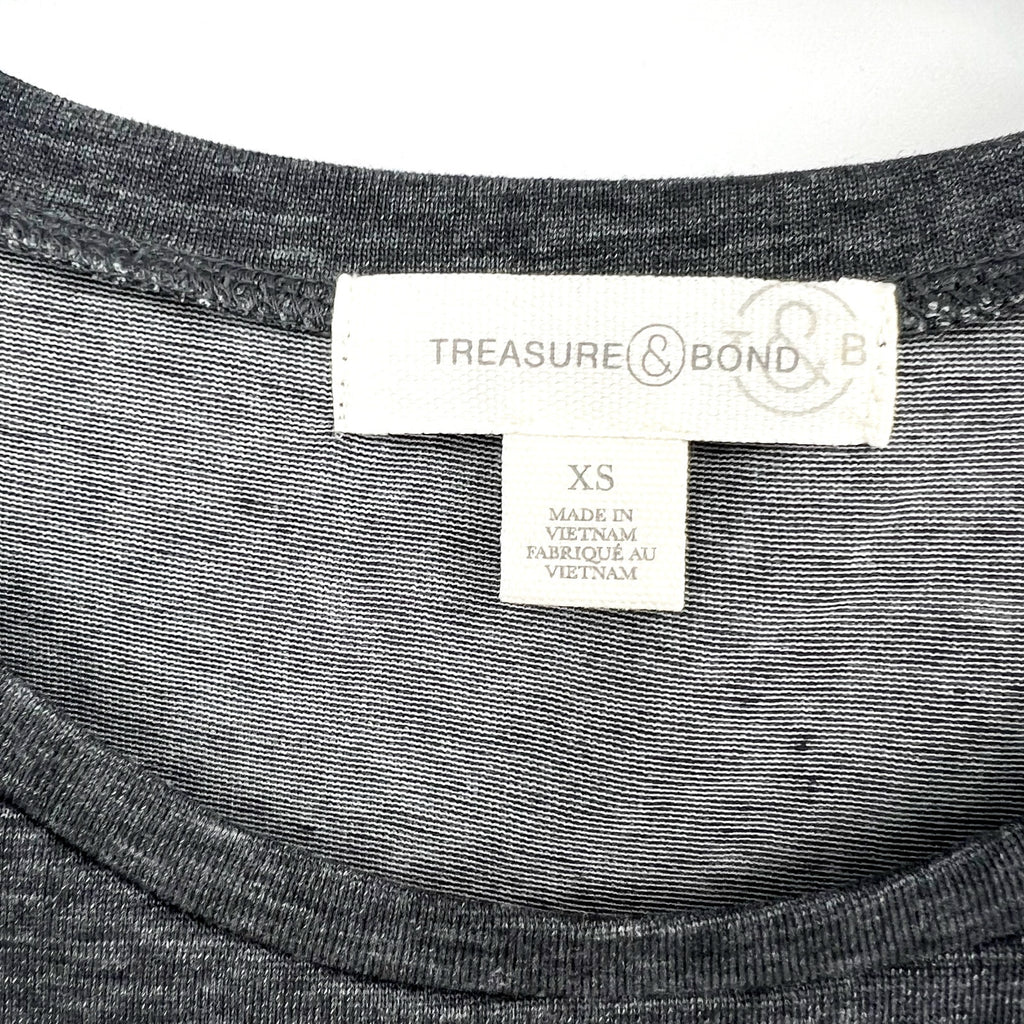 TREASURE & BOND Sleeveless Jersey Tank Dress XS Charcoal Gray Ruched NWOT