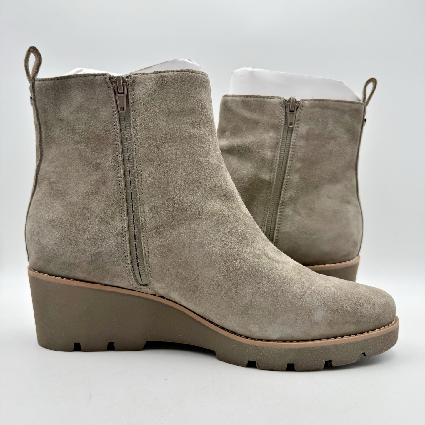 Vionic Womens Aria Ankle Booties US 12 Wide EU 43 Grey Suede NWOB