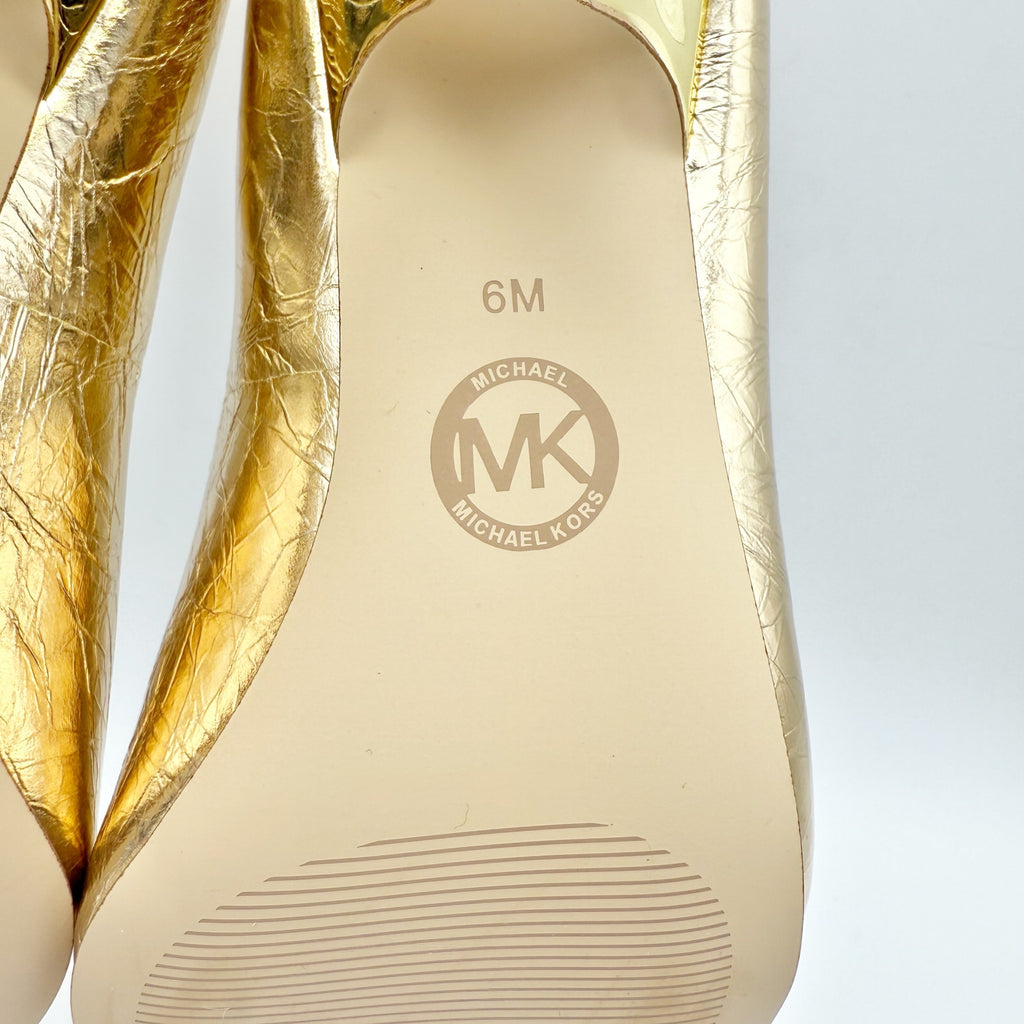 Michael Kors Womens Luna Mid Pumps US 6M EU 36.5 Gold Leather NIB
