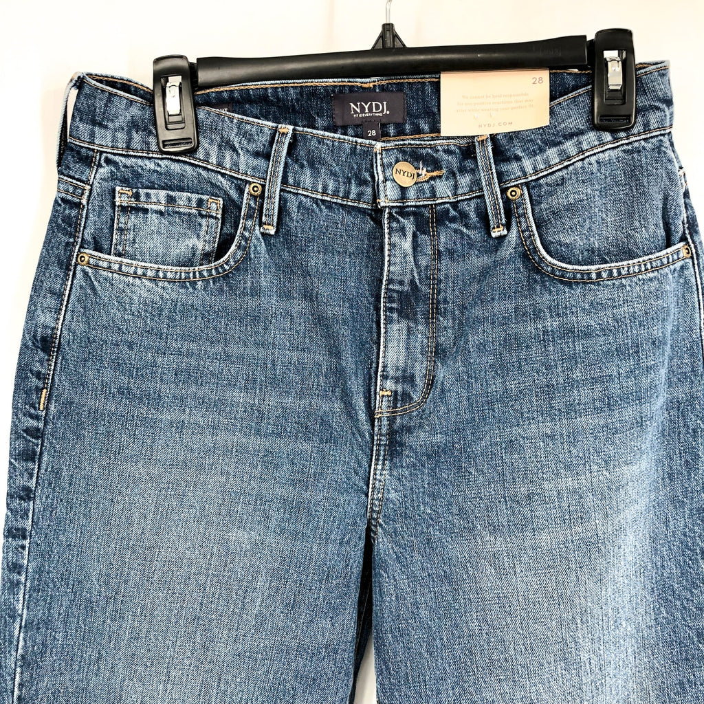 NYDJ Womens Brooke Loose Straight Jeans Size 28 US 6 Blue Sawyer High-Rise NWT