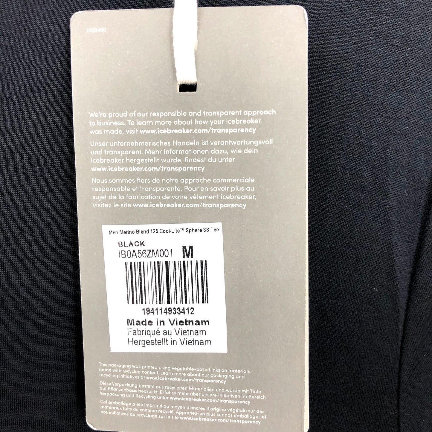 ICEBREAKER Mens 125 Cool-Lite Sphere Crewneck T-Shirt Medium Black Merino NWT