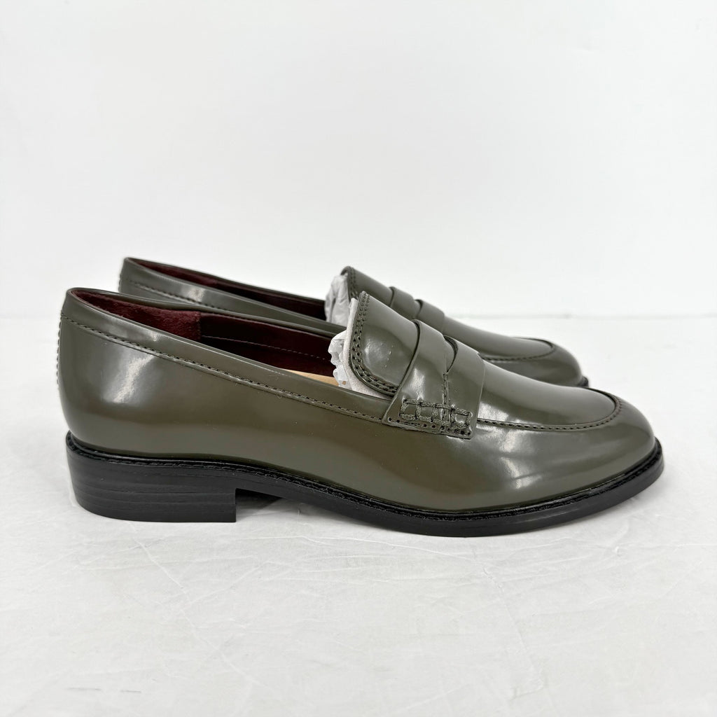 Franco Sarto Womens Alora Penny Loafers Size 6.5 M Green Vegan Patent NIB