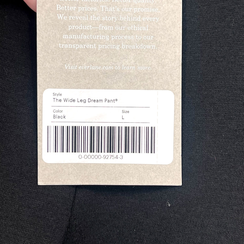 EVERLANE Women's The Wide Leg Dream Pants Large Black Elastic Waist NWT
