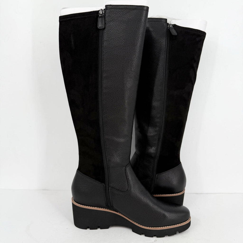 VIONIC Womens Ashland High Shaft Boots US 7.5 Wide EU 38 Black Leather NIB