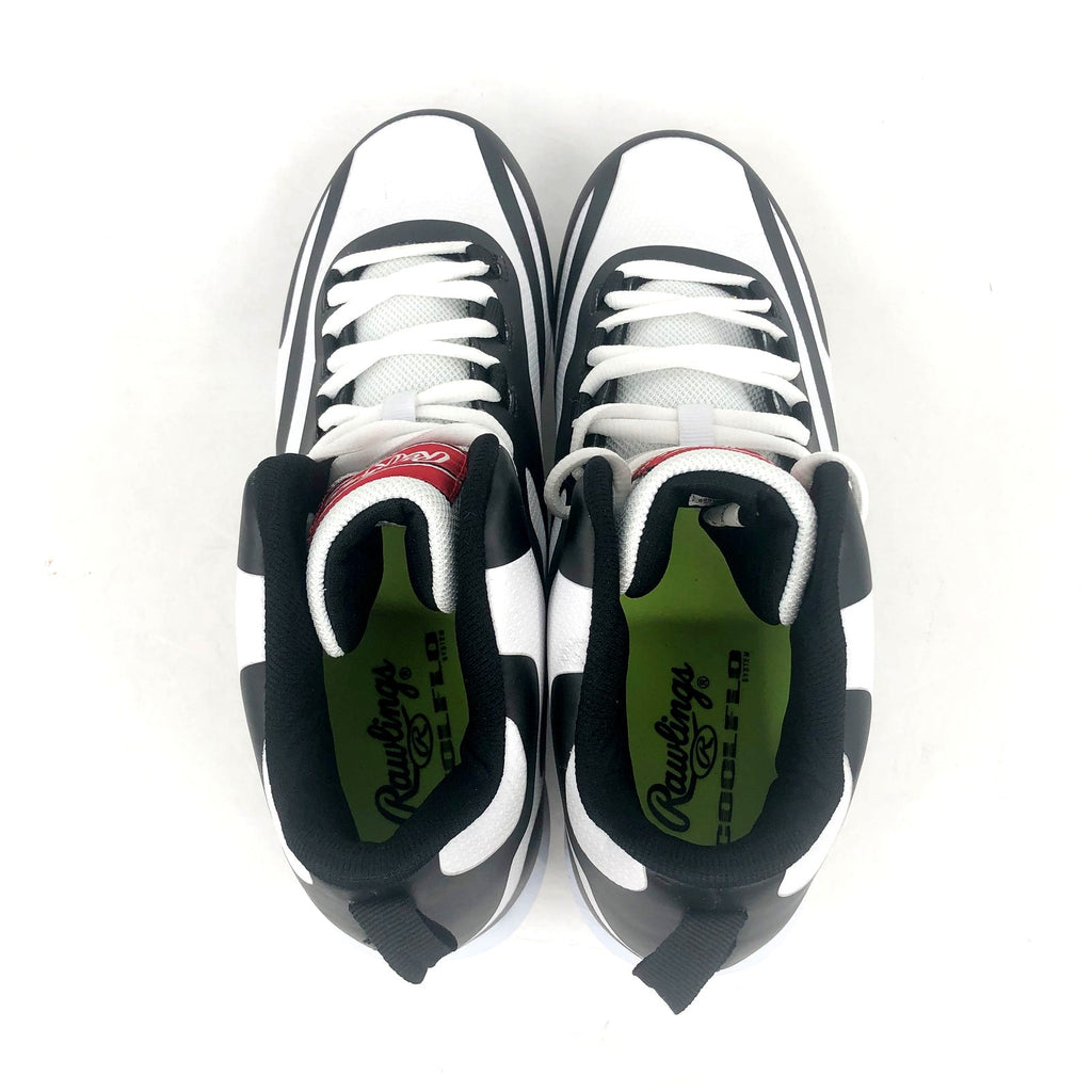 Rawlings Mens Rookie Mid Baseball Cleats Size 10D White Black NWOB