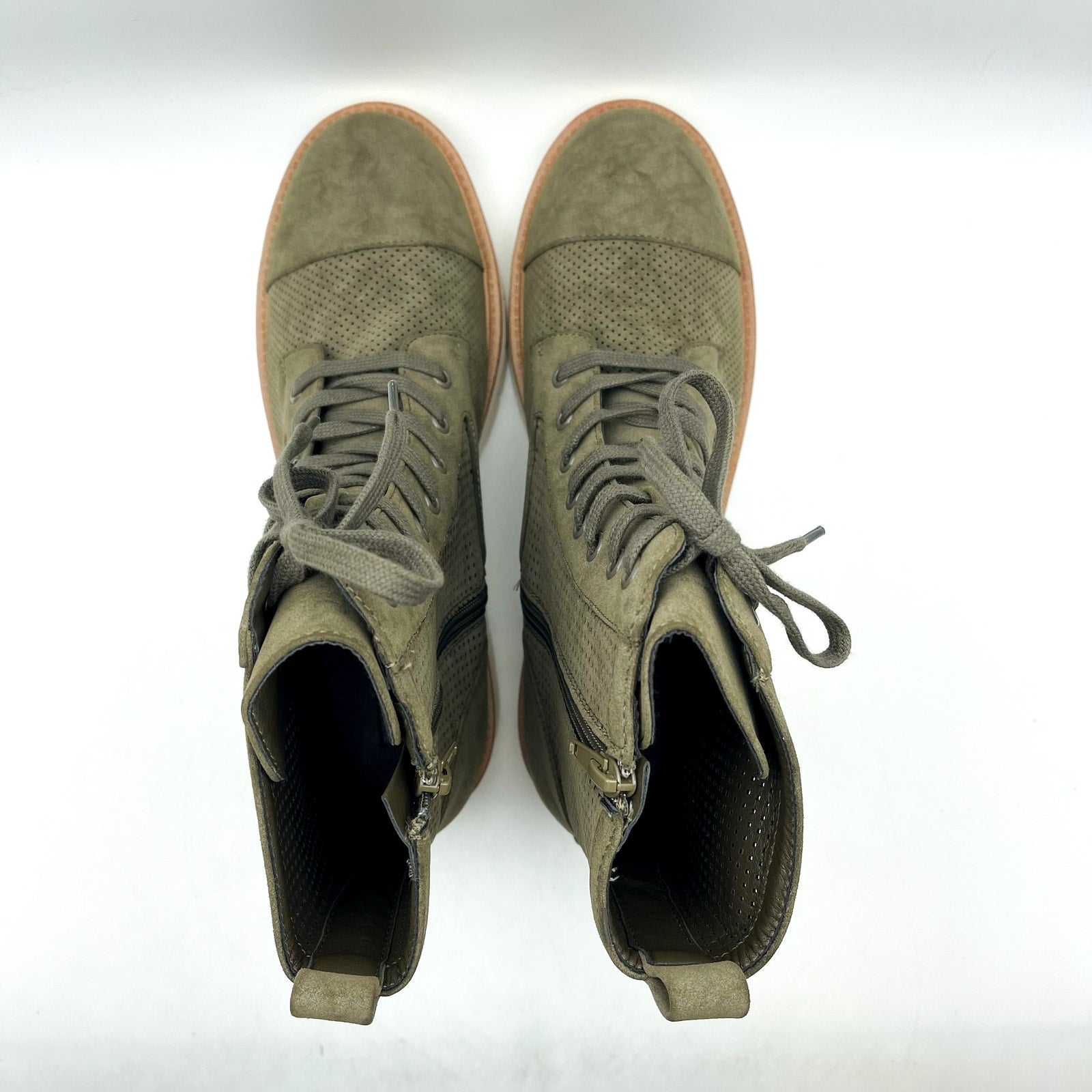 MIA Womens Havenn Kashton Lace Up Combat Boots Size 6.5 Green Vegan Suede NWOB