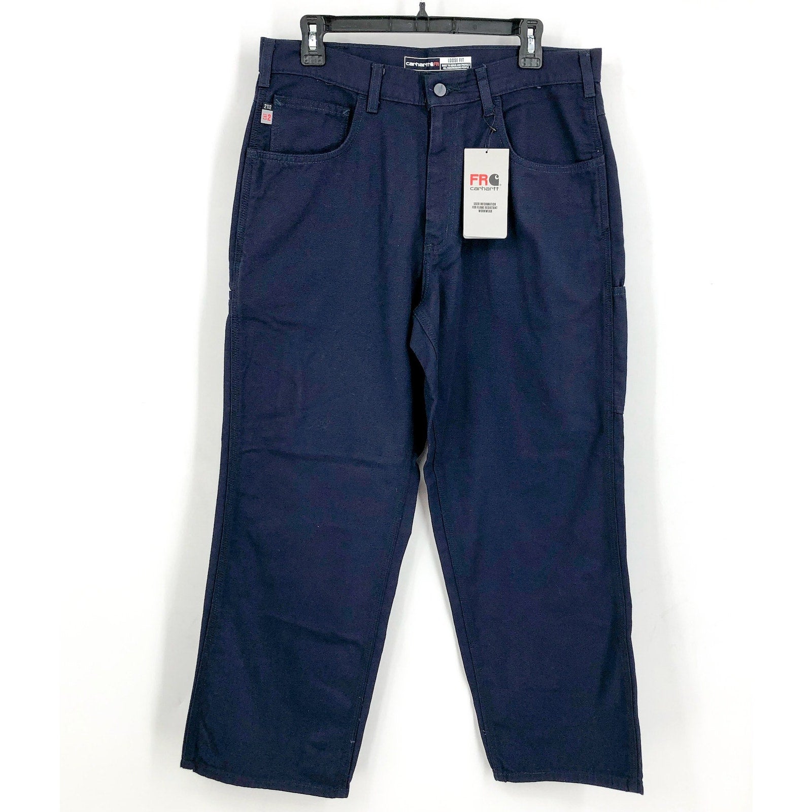CARHARTT Men's FR Canvas Utility Pants 35x30 Navy Blue Loose Fit Midweight NWT