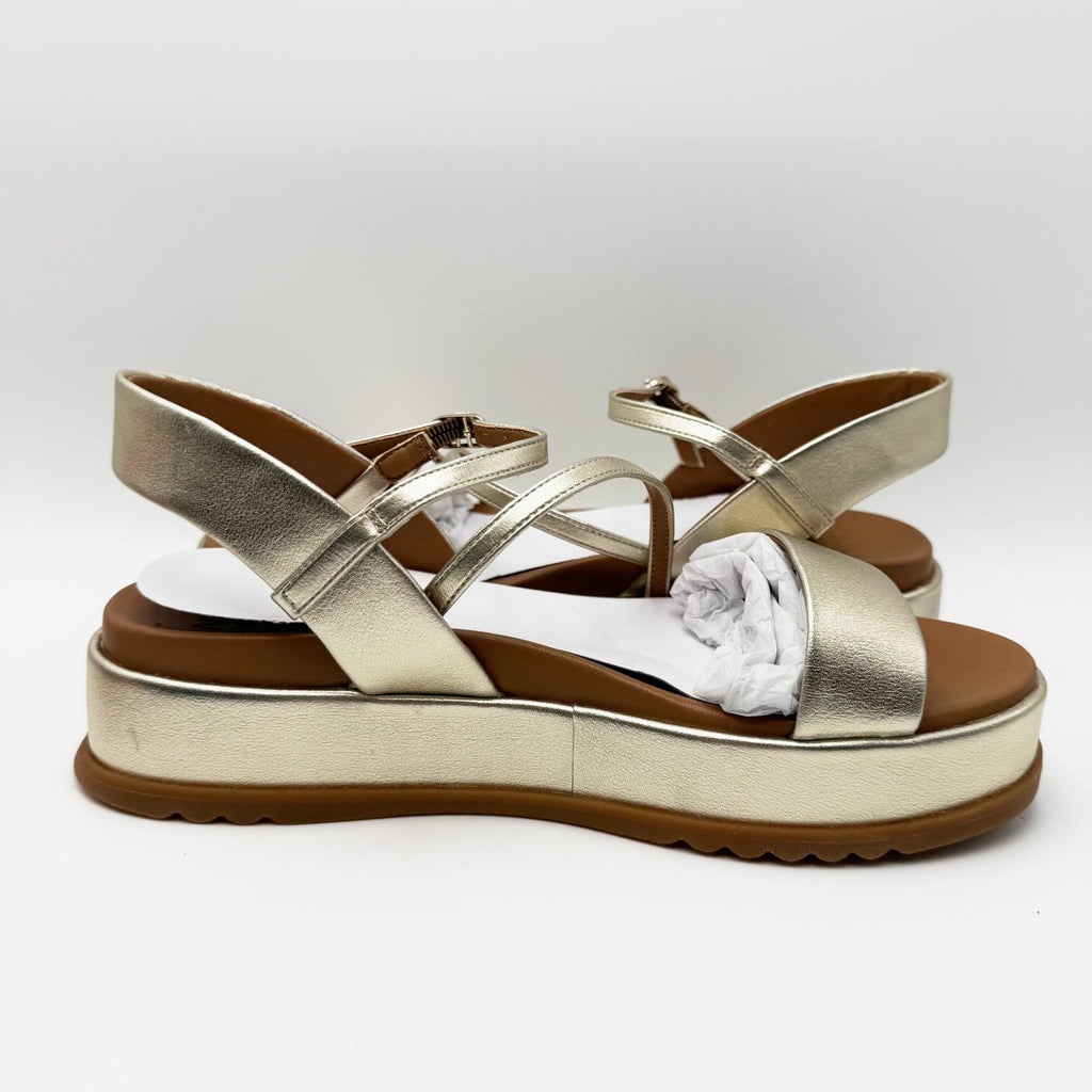 Naturalizer Womens Zayda Platform Sandals Size 7.5 EU 38 Gold Champagne NIB