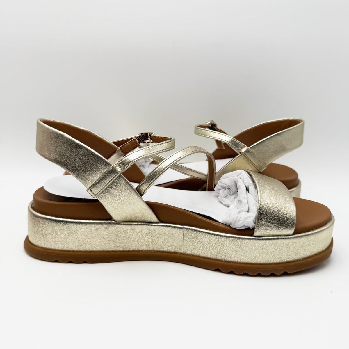 Naturalizer Womens Zayda Platform Sandals Size 7.5 EU 38 Gold Champagne NIB