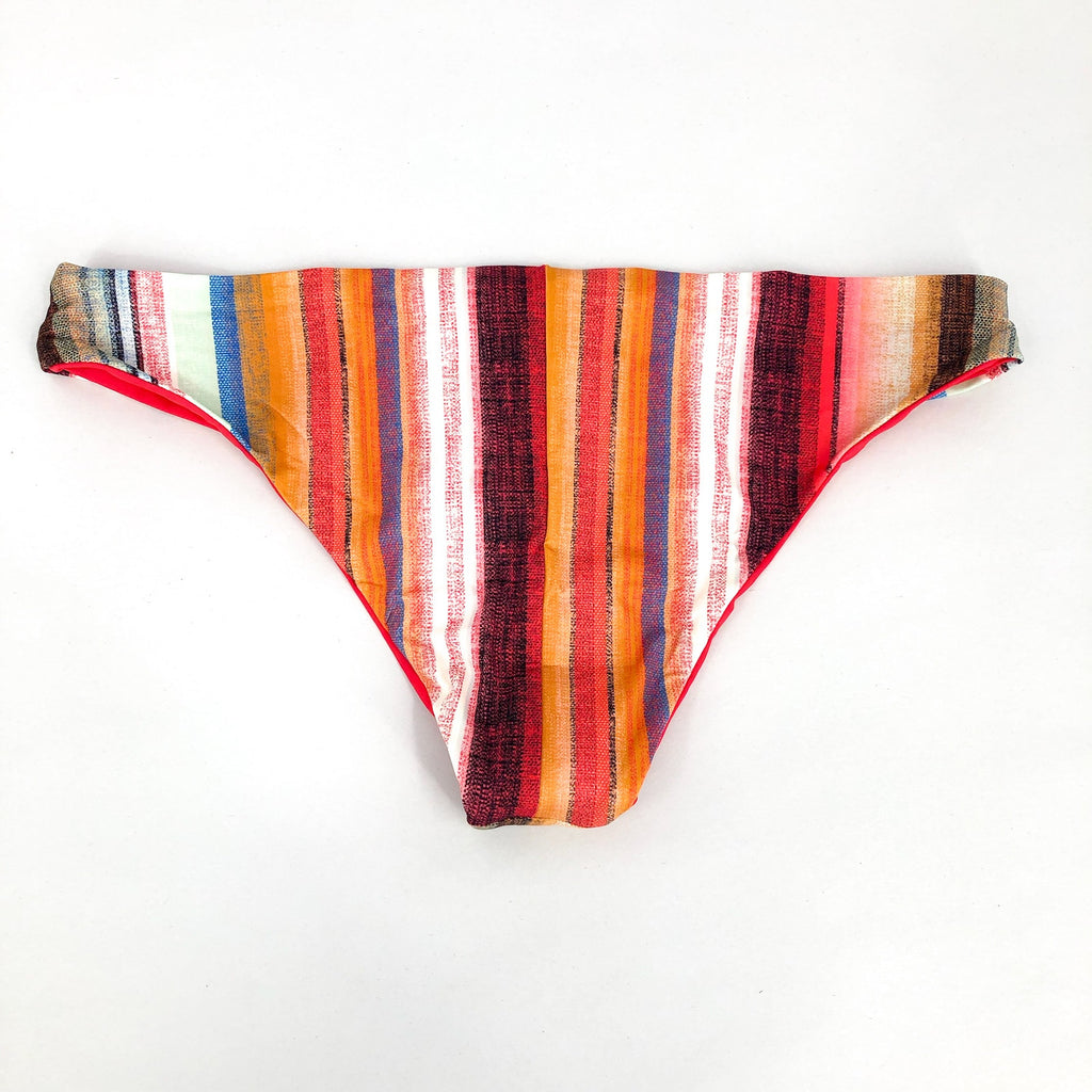 PRANA Women's Gemma Reversible Bikini Bottom Medium Multi Baja Stripe NWT