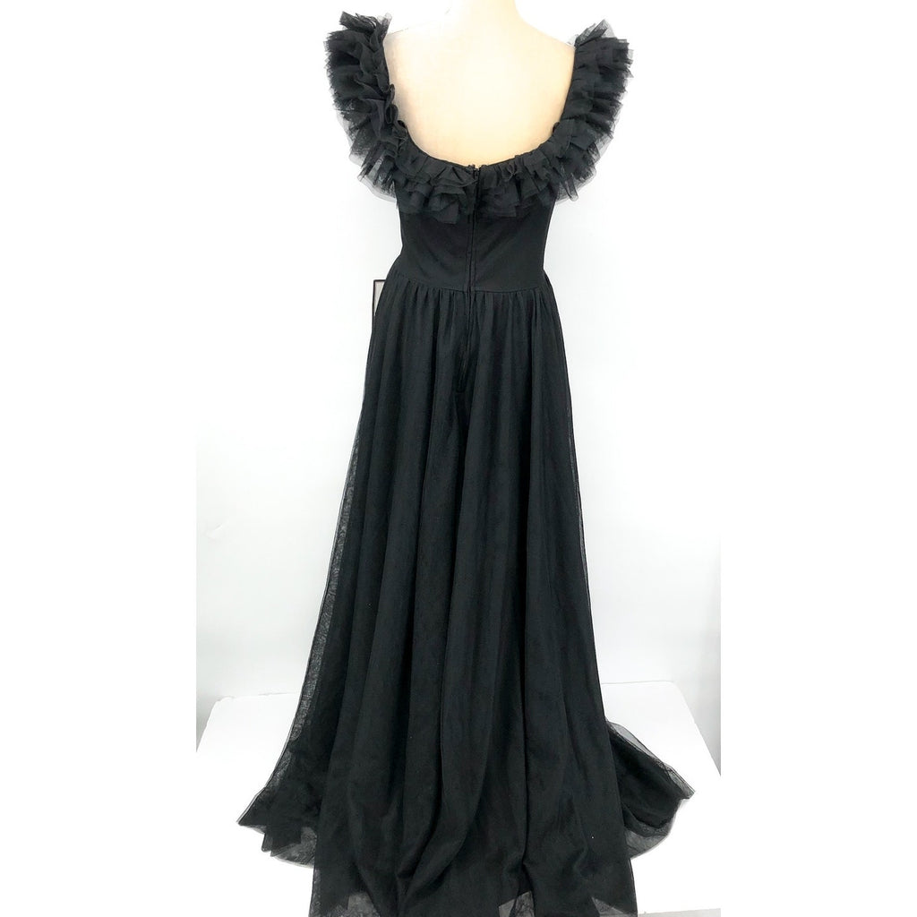 CITY STUDIOS Women's Ruffled Evening Gown 16W Plus Black Tulle Trim NWT