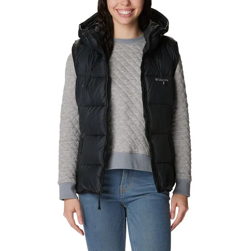 COLUMBIA Women's Pike Lake II Insulated Vest Small Black Full Zip Hooded NWT