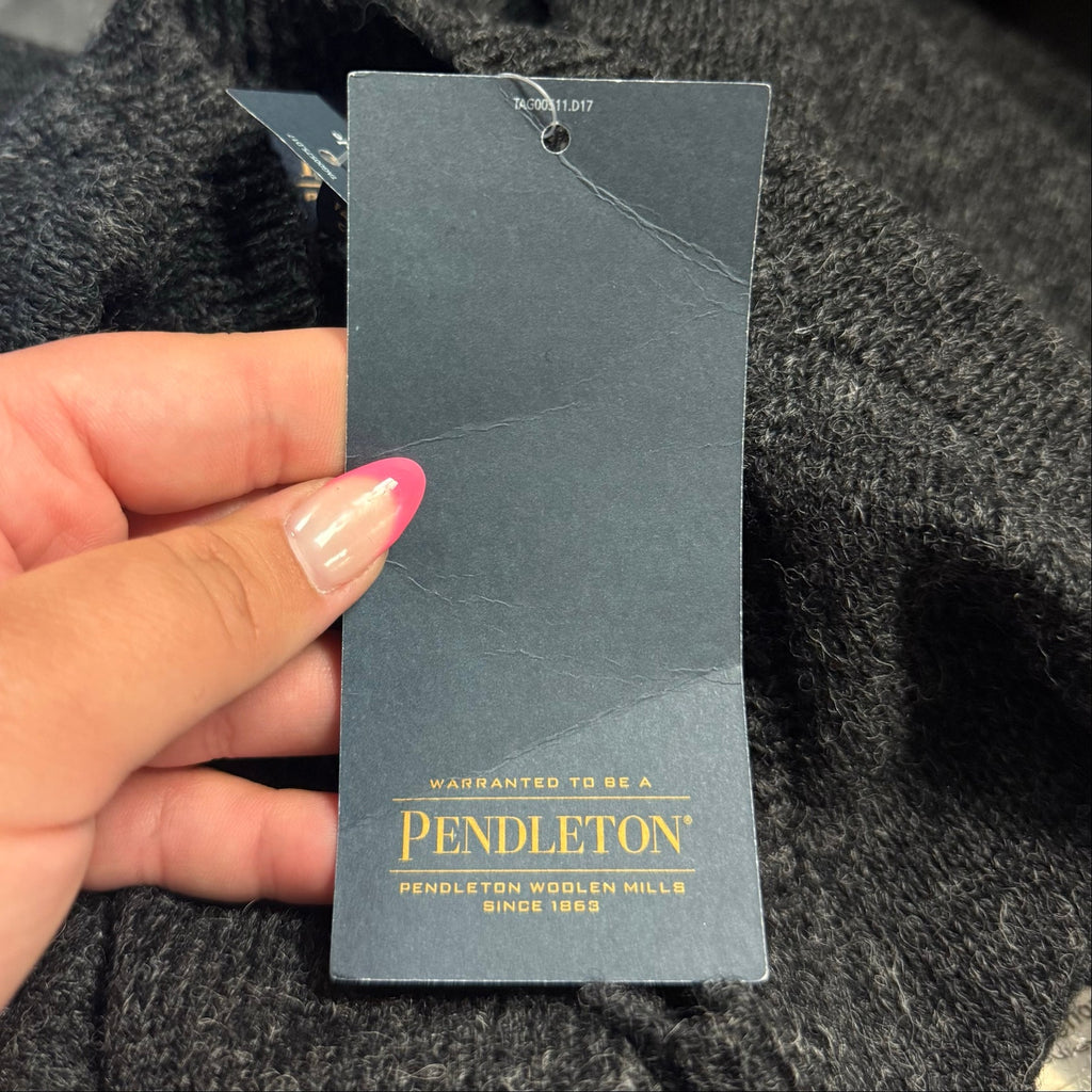 PENDLETON Men's Shetland Wool Sweater Medium Black Heather Crewneck NWT