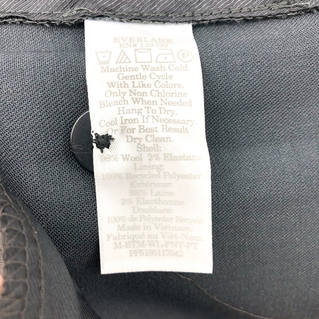 EVERLANE Men's The Italian Wool Trouser Pants 30x30 Dark Grey Flat Front NWT