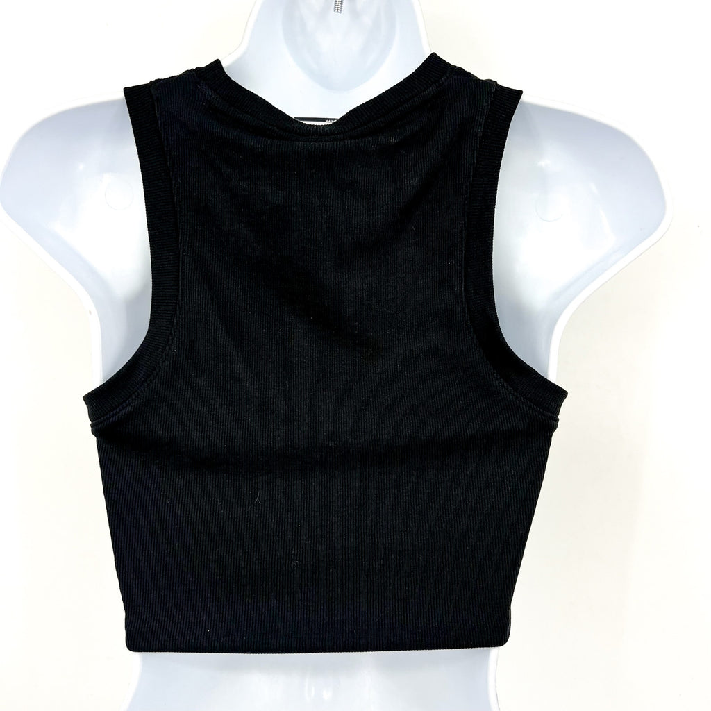 NIKE Sportswear Chill Knit Tight Cropped Mini-Rib Tank Top Large Black NWT
