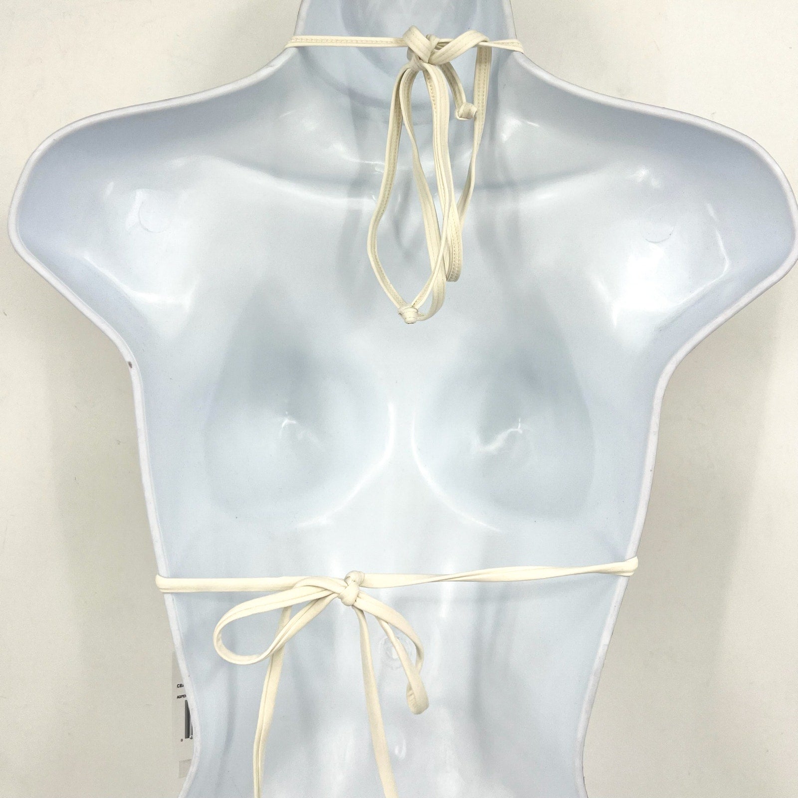 L*SPACE Women's Aspen Triangle Halter Bikini Top Medium Coffee Brown Cream NWT