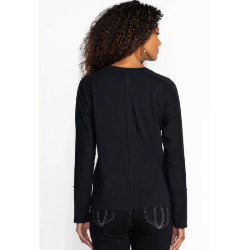 JOHNNY WAS Women's Miaora Printed Tee Top Medium Black Long Sleeve Dolman NWT