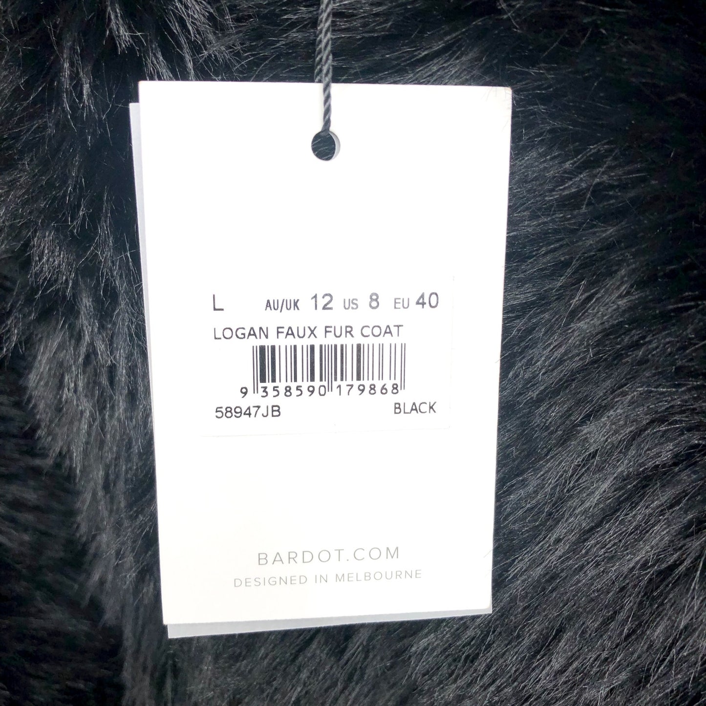 BARDOT Women's Logan Faux Fur Coat Jacket Large Black Long Sleeve NWT