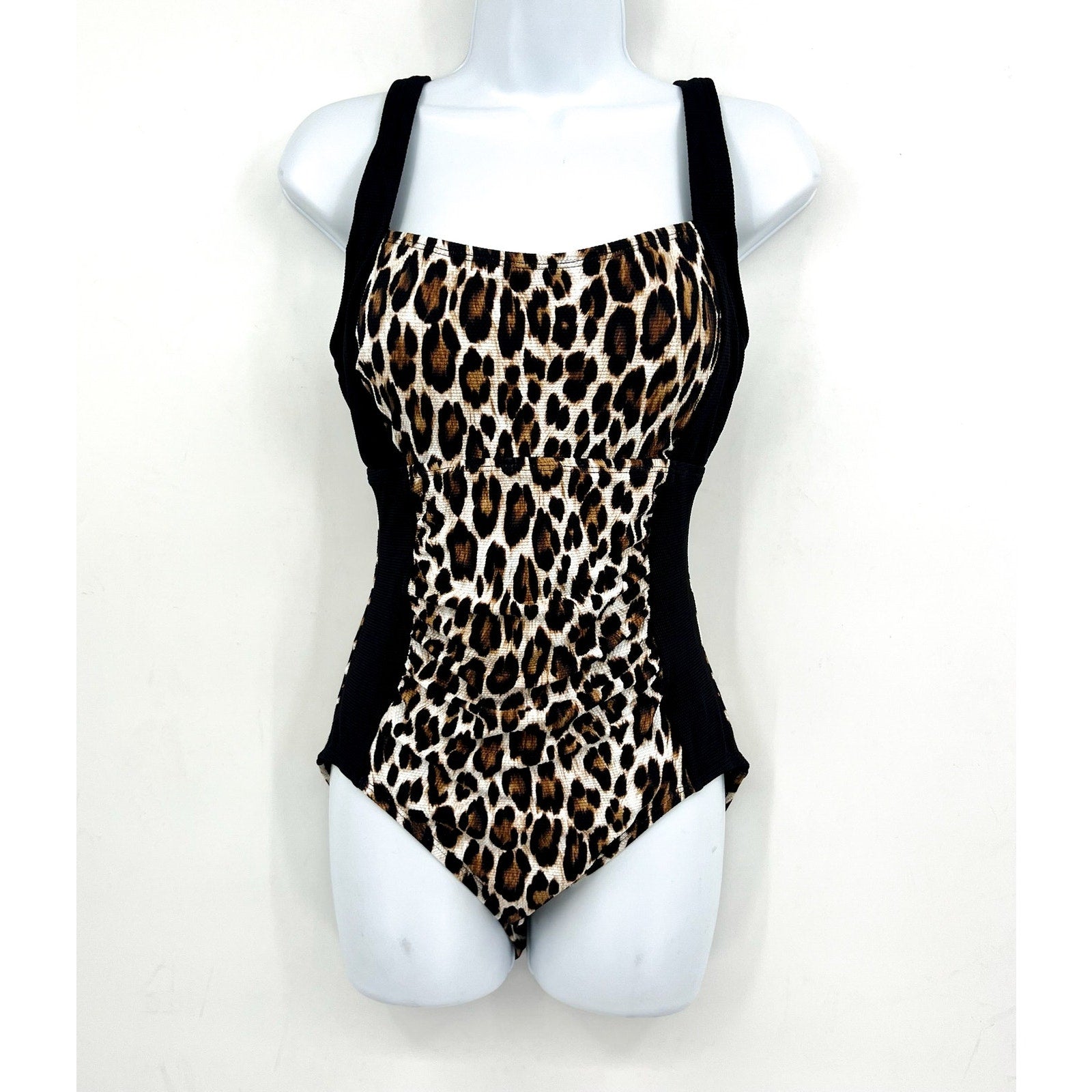 TOMMY BAHAMA Women's Island Cays Leopard One-Piece Swimsuit Size 4 Black Tan NWT